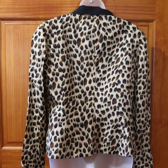 Adrianna Papell Safe Silk Leopard Print Vintage 3 Button Animal Print Blazer 10 - Picture 7 of 10